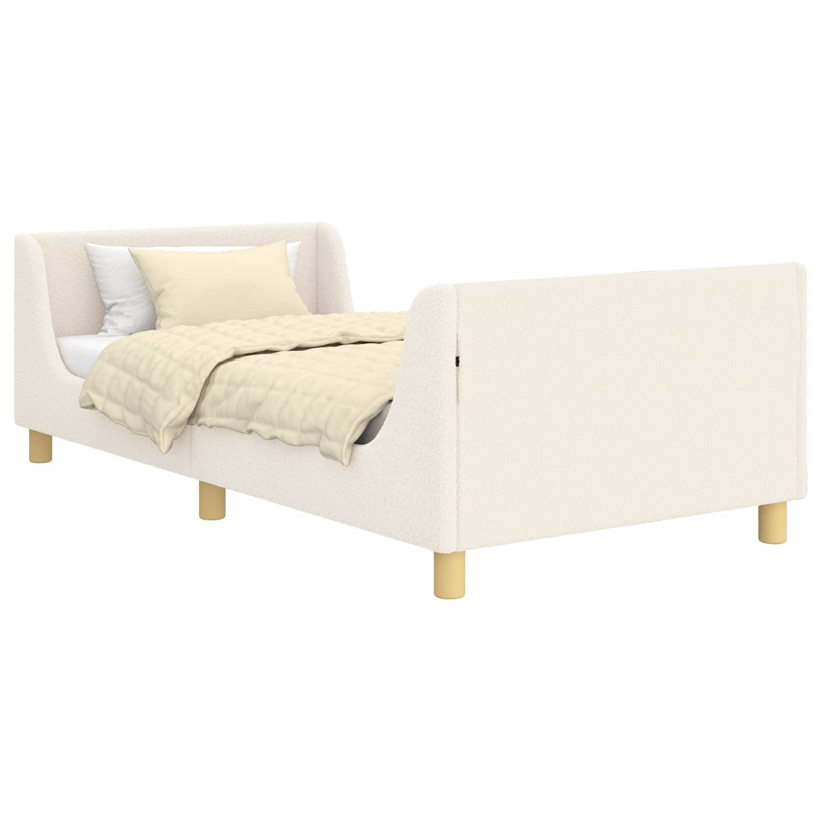vidaXL Kinderbettgestell mit Kopfteil Creme 90 x 200 cm Bouclé