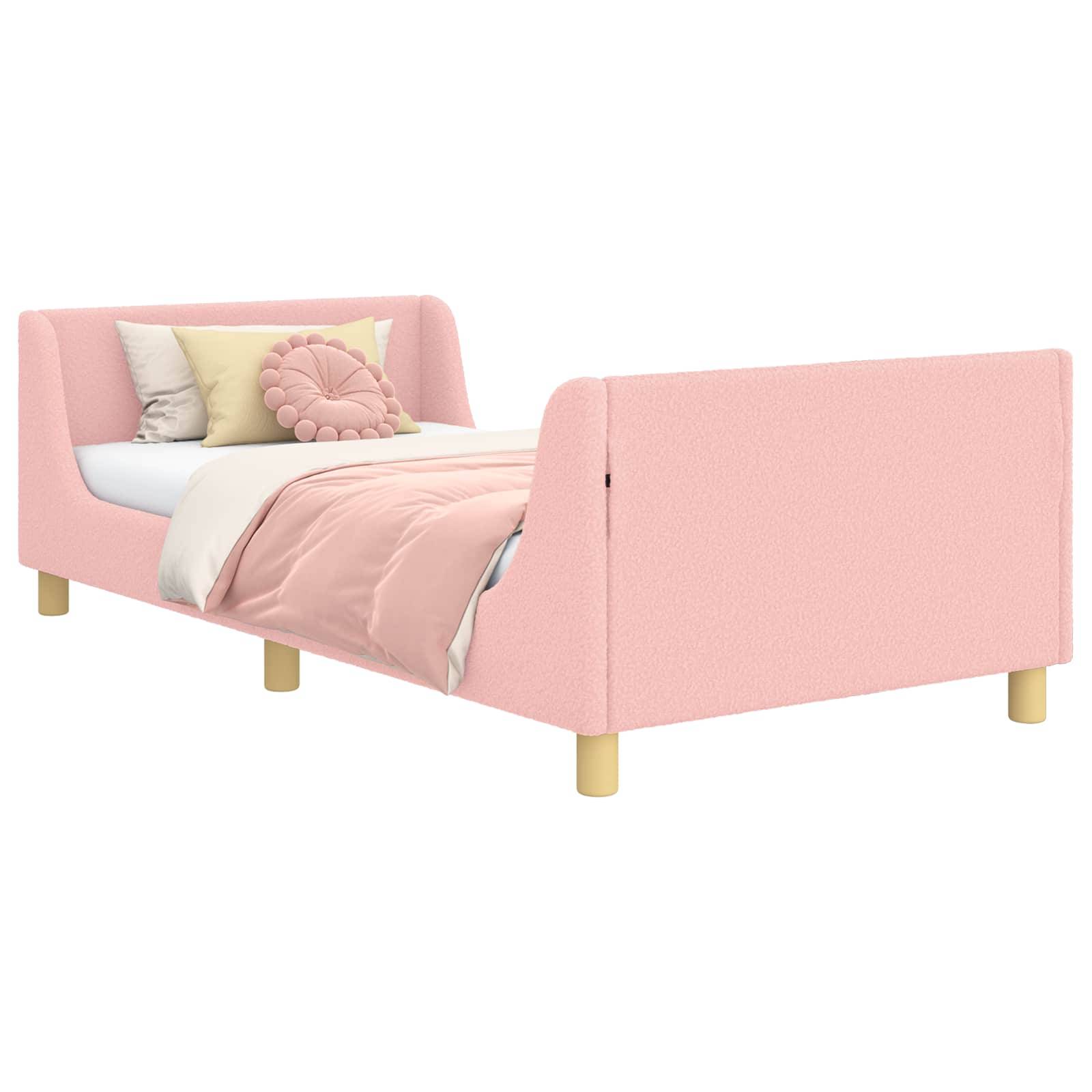 vidaXL Kinderbettgestell mit Kopfteil Rosa 90 x 200 cm Schafstoff