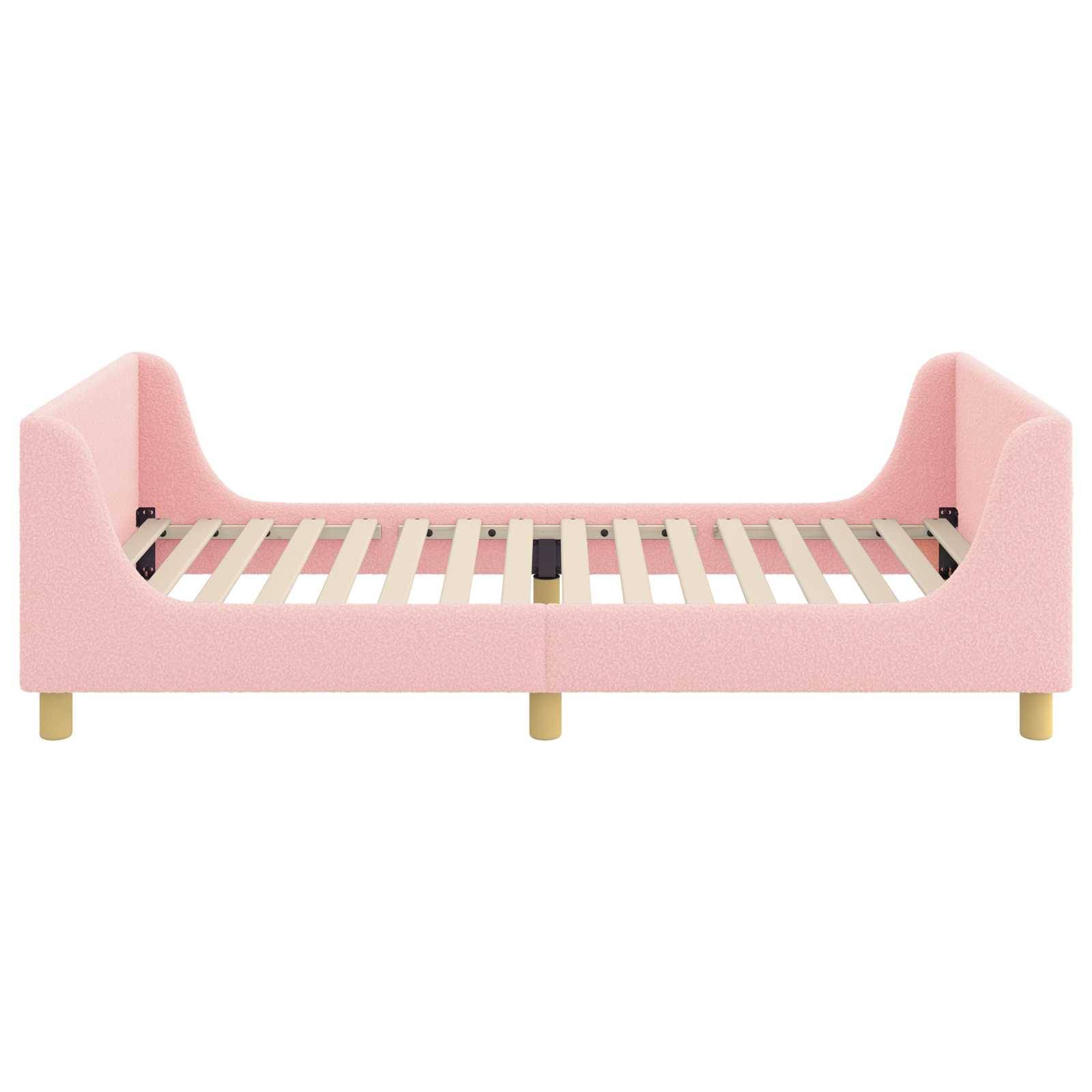 vidaXL Kinderbettgestell mit Kopfteil Rosa 80 x 200 cm Bouclé