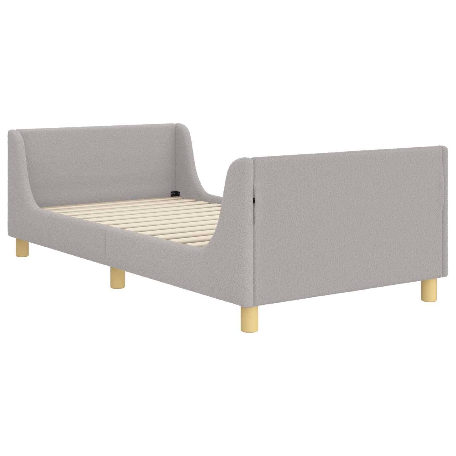 vidaXL Kinderbettgestell mit Kopfteil Hellgrau 90x200 cm Bouclé
