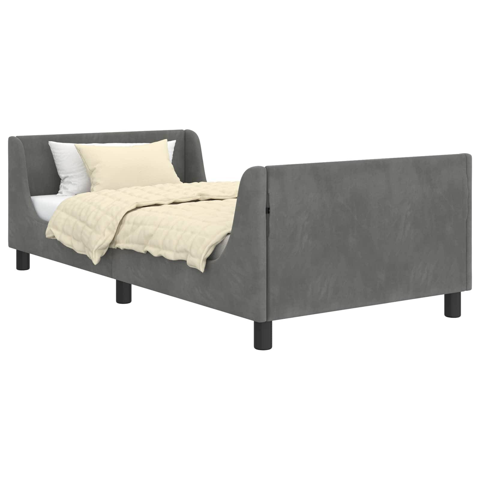 vidaXL Kinderbettgestell mit Kopfteil Dunkelgrau 90 x 190 cm Samt