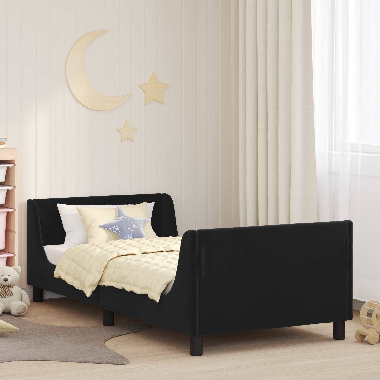 vidaXL Kinderbettgestell mit Kopfteil Schwarz 90 x 200 cm Samt