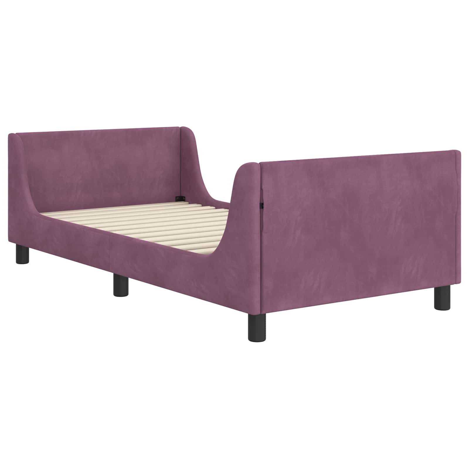 vidaXL Kinderbettgestell mit Kopfteil Lila 90 x 200 cm Samt