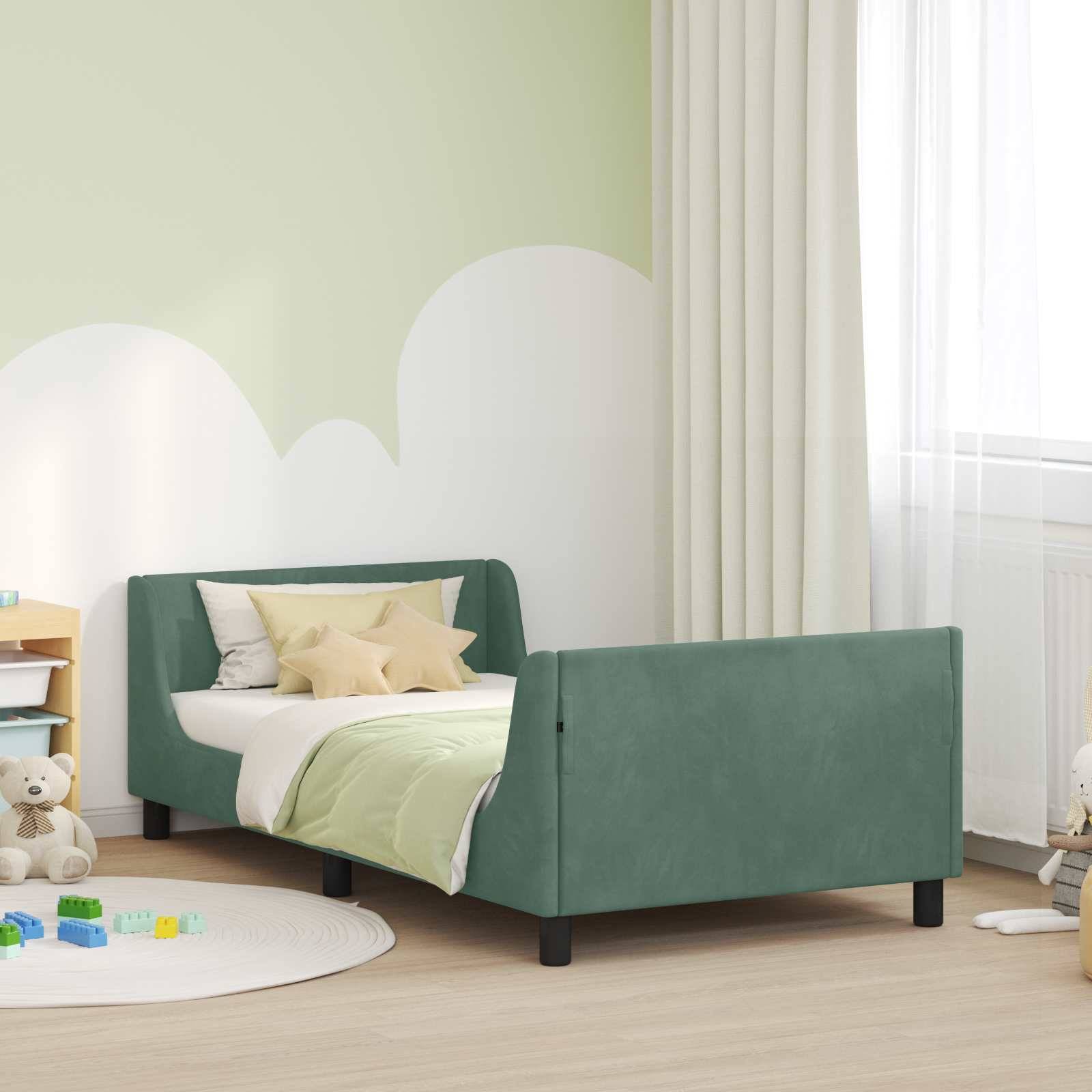 vidaXL Kinderbettgestell mit Kopfteil Meergrün 80 x 200 cm Samt