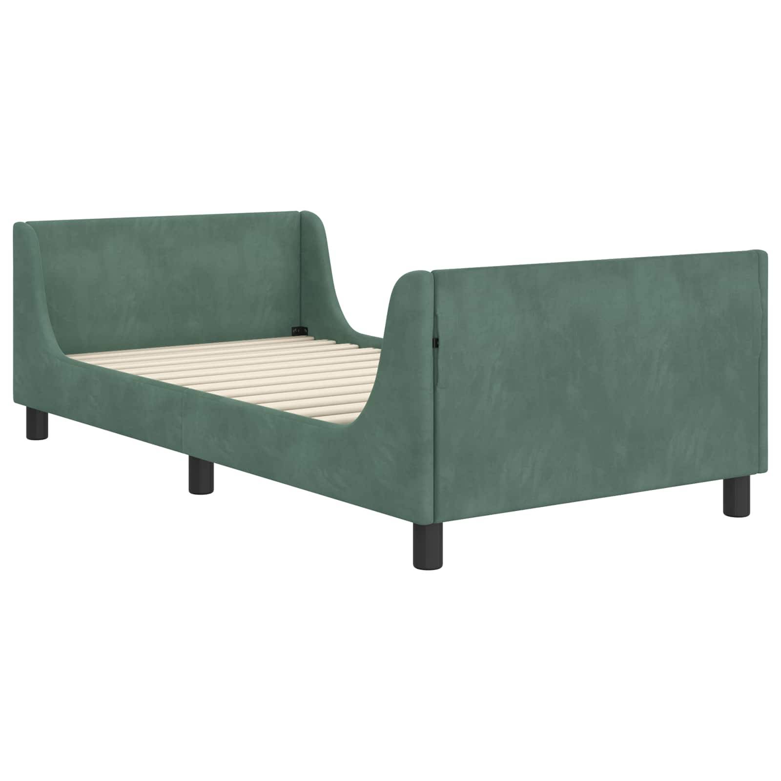 vidaXL Kinderbettgestell mit Kopfteil Meergrün 80 x 200 cm Samt