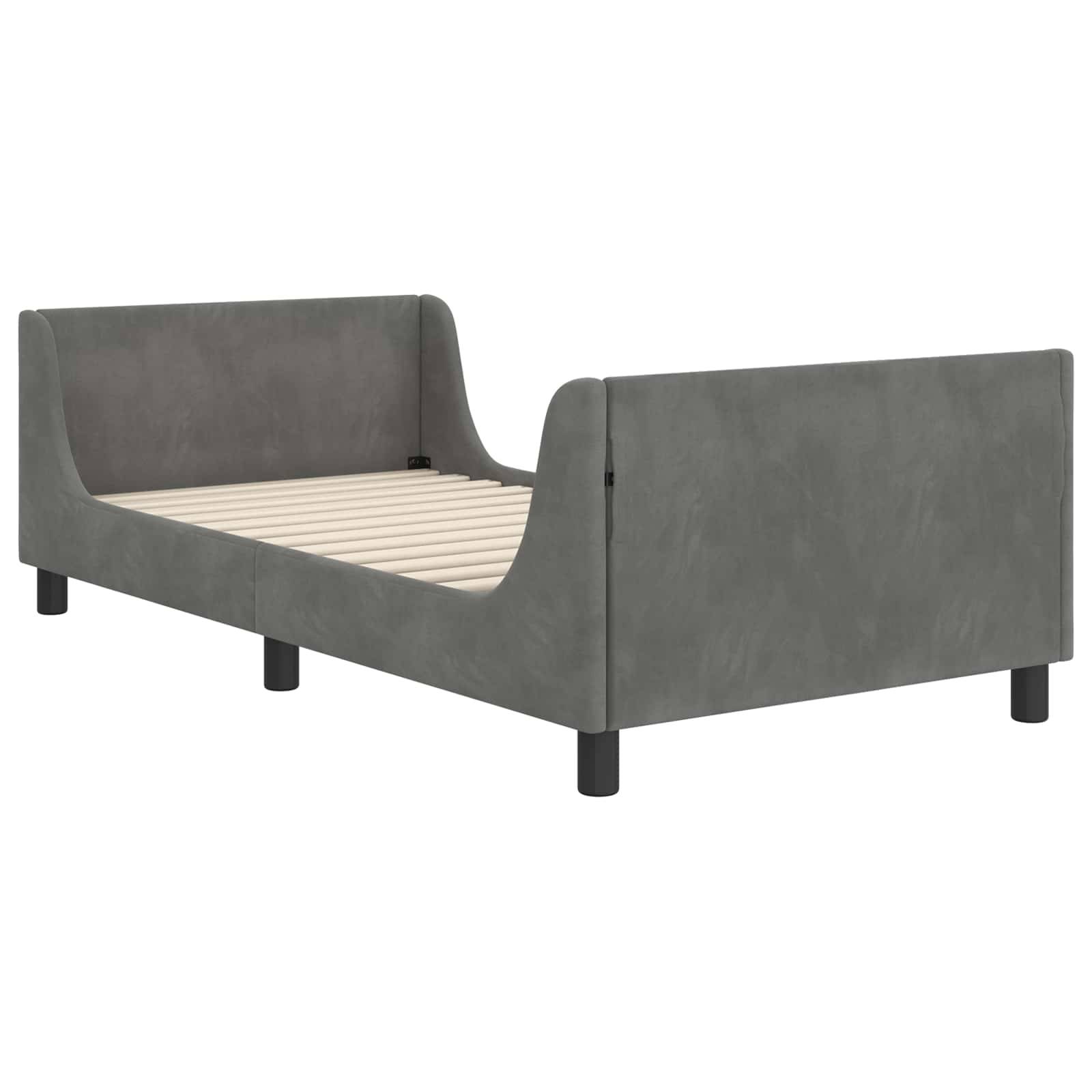 vidaXL Kinderbettgestell mit Kopfteil Dunkelgrau 90 x 190 cm Samt