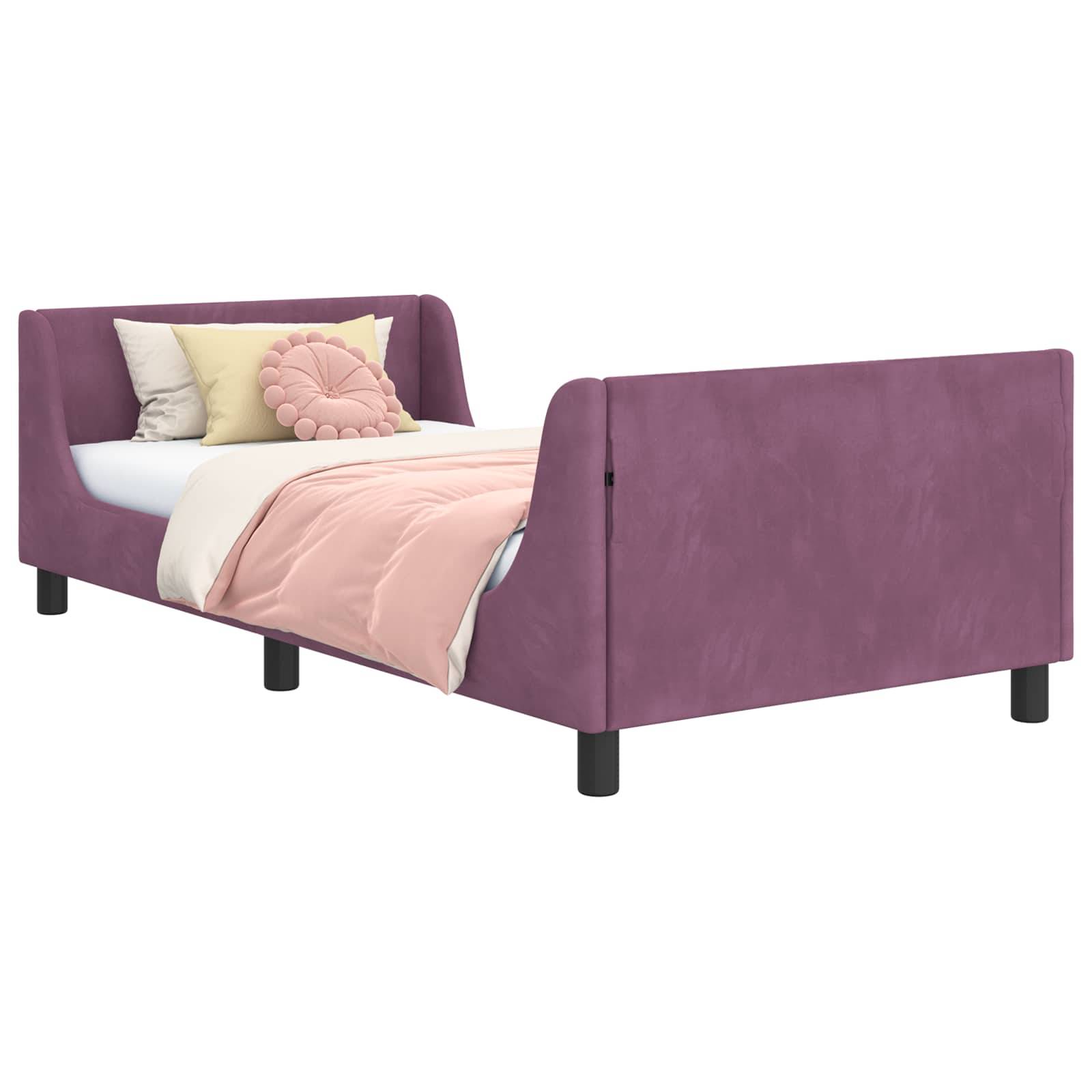vidaXL Kinderbettgestell mit Kopfteil Lila 90 x 200 cm Samt