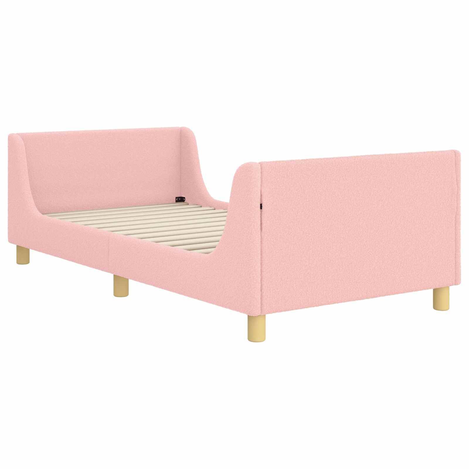vidaXL Kinderbettgestell mit Kopfteil Rosa 80 x 200 cm Bouclé
