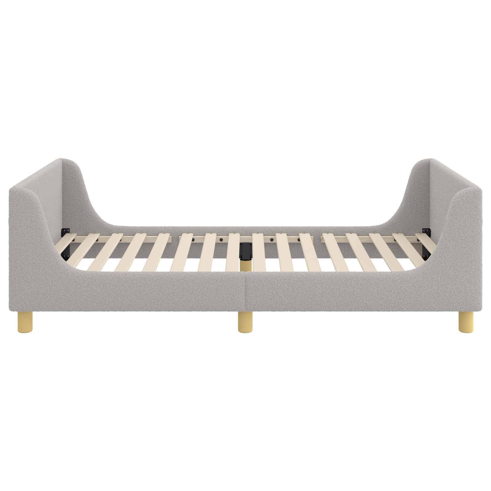 vidaXL Kinderbettgestell mit Kopfteil Hellgrau 90x200 cm Bouclé