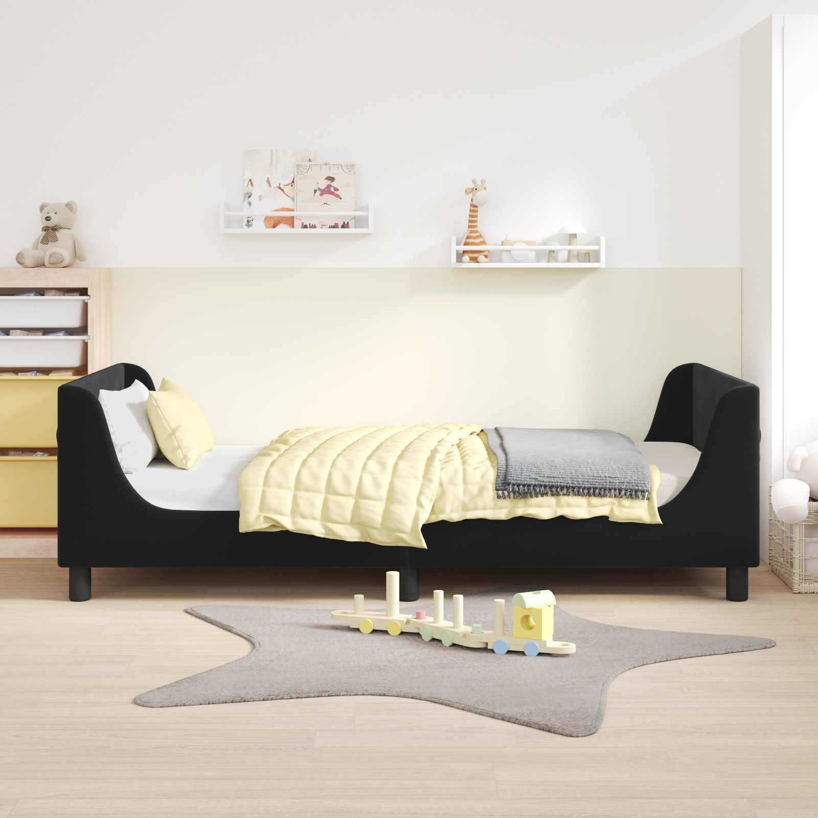 vidaXL Kinderbettgestell mit Kopfteil Schwarz 90 x 200 cm Samt