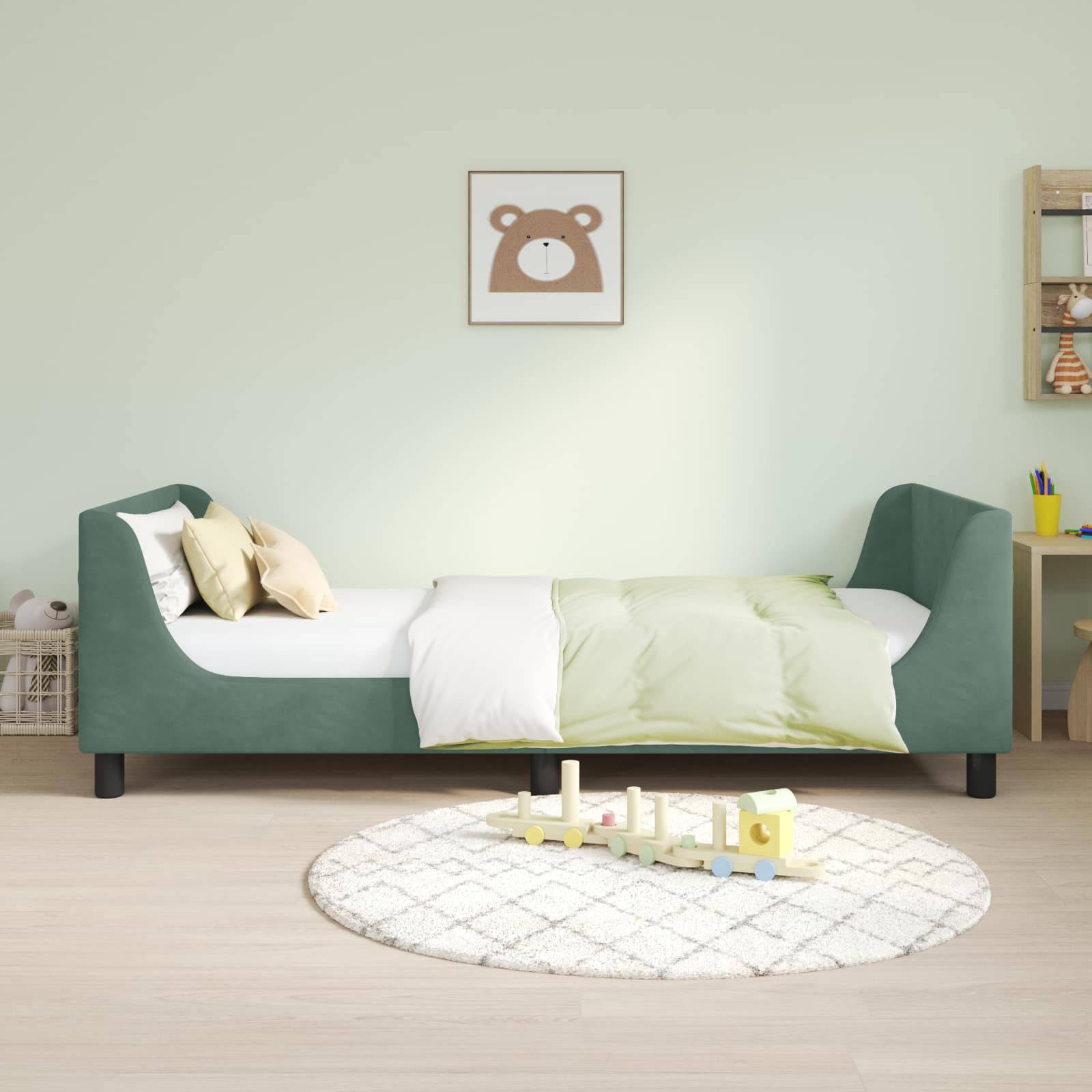 vidaXL Kinderbettgestell mit Kopfteil Meergrün 80 x 200 cm Samt