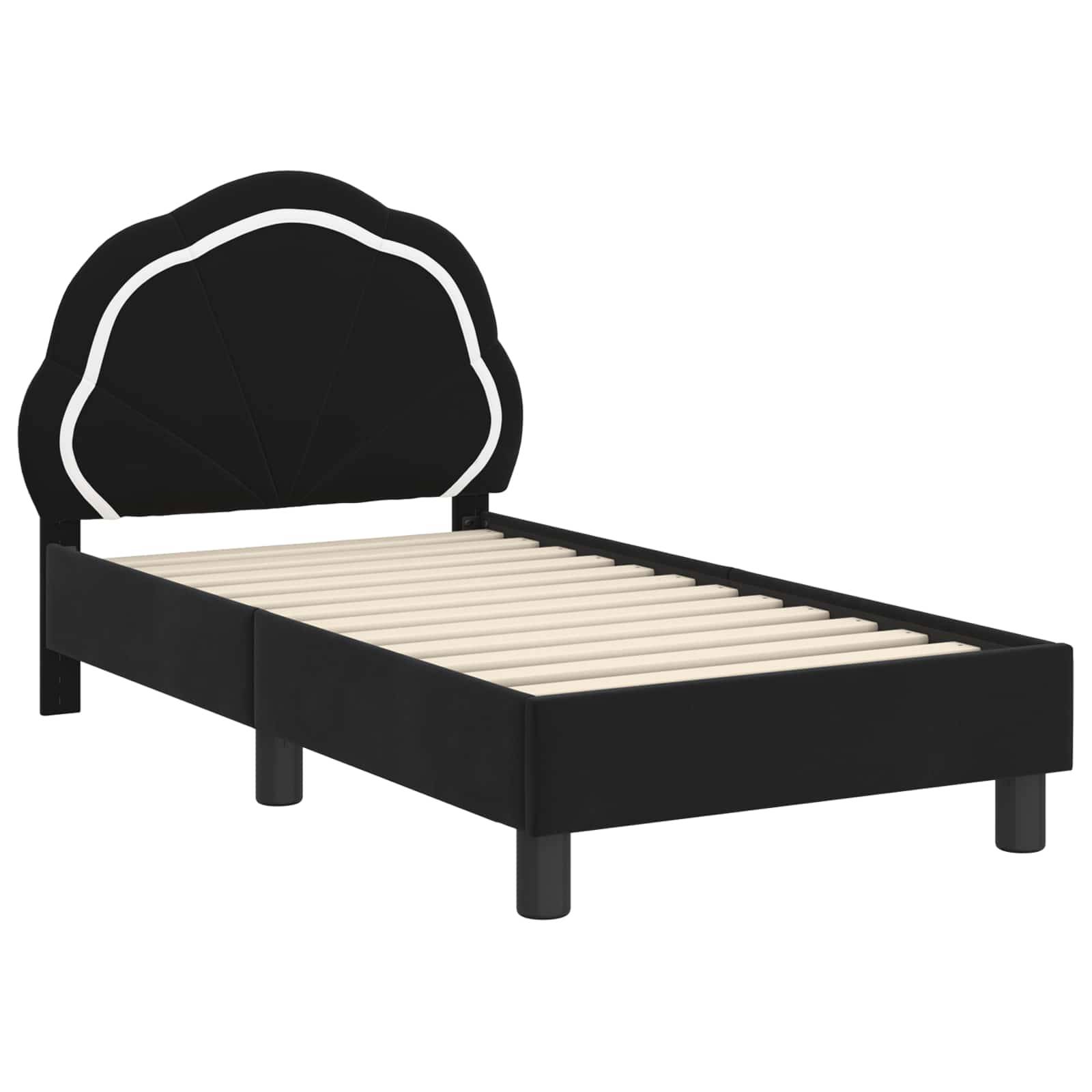 vidaXL Kinderbettgestell mit Kopfteil Schwarz 70 x 140 cm Samt