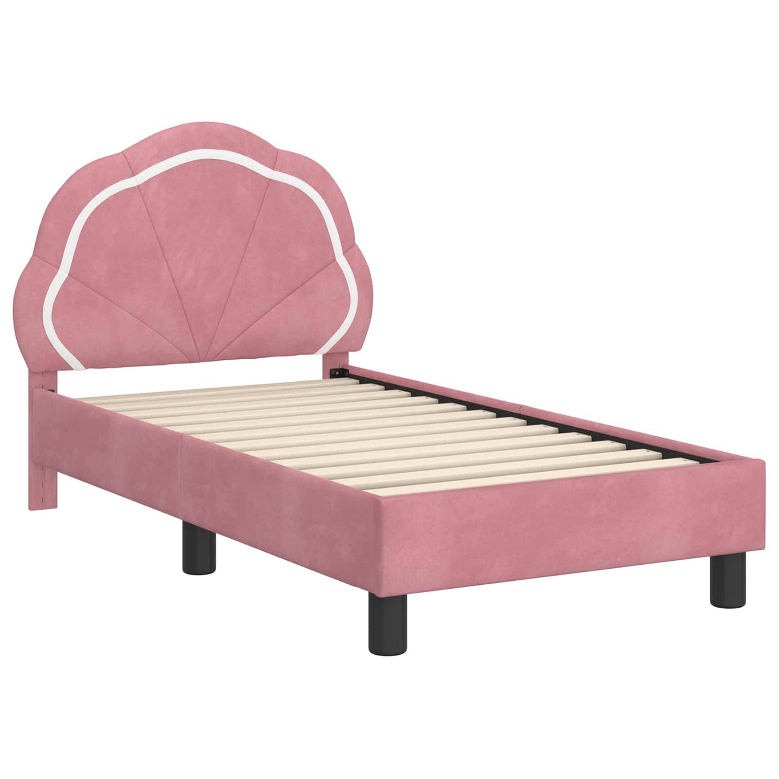 vidaXL Kinderbettgestell mit Kopfteil Rosa 70 x 140 cm Samt