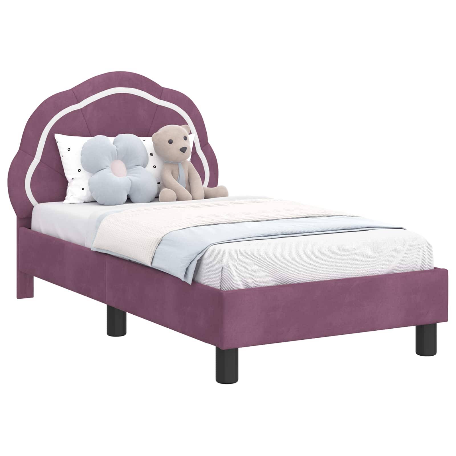 vidaXL Kinderbettgestell mit Kopfteil Lila 70 x 140 cm Samt