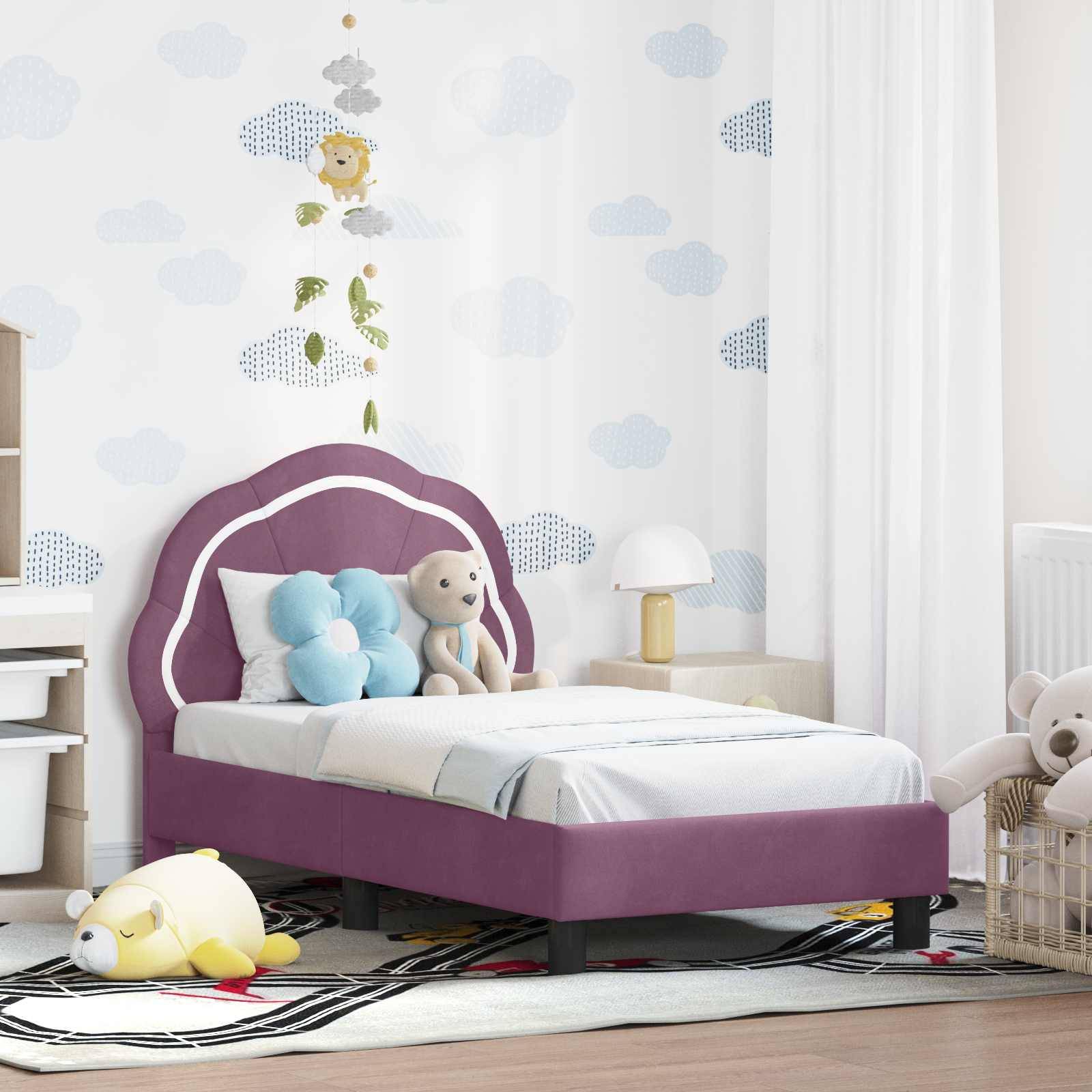 vidaXL Kinderbettgestell mit Kopfteil Lila 70 x 140 cm Samt
