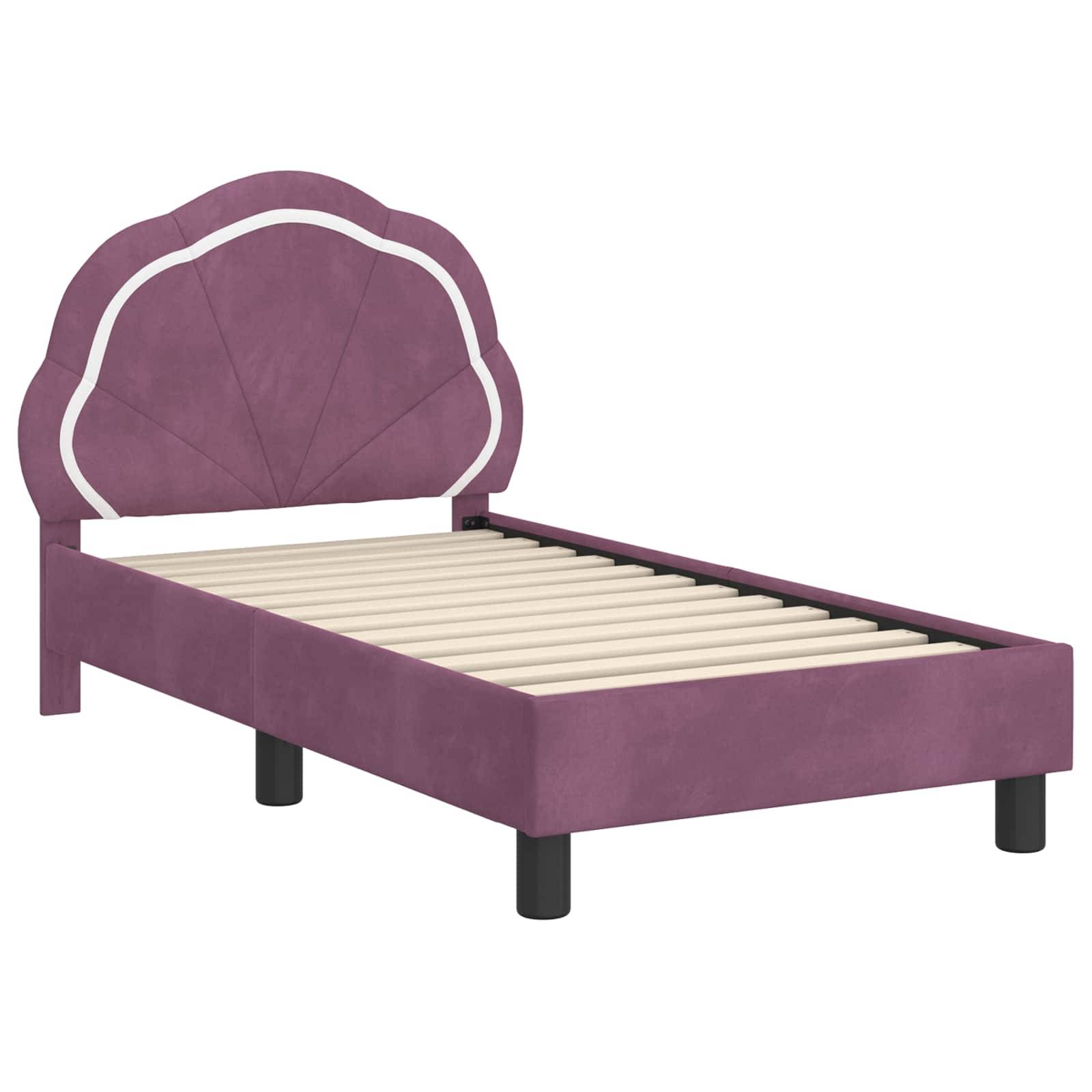 vidaXL Kinderbettgestell mit Kopfteil Lila 70 x 140 cm Samt
