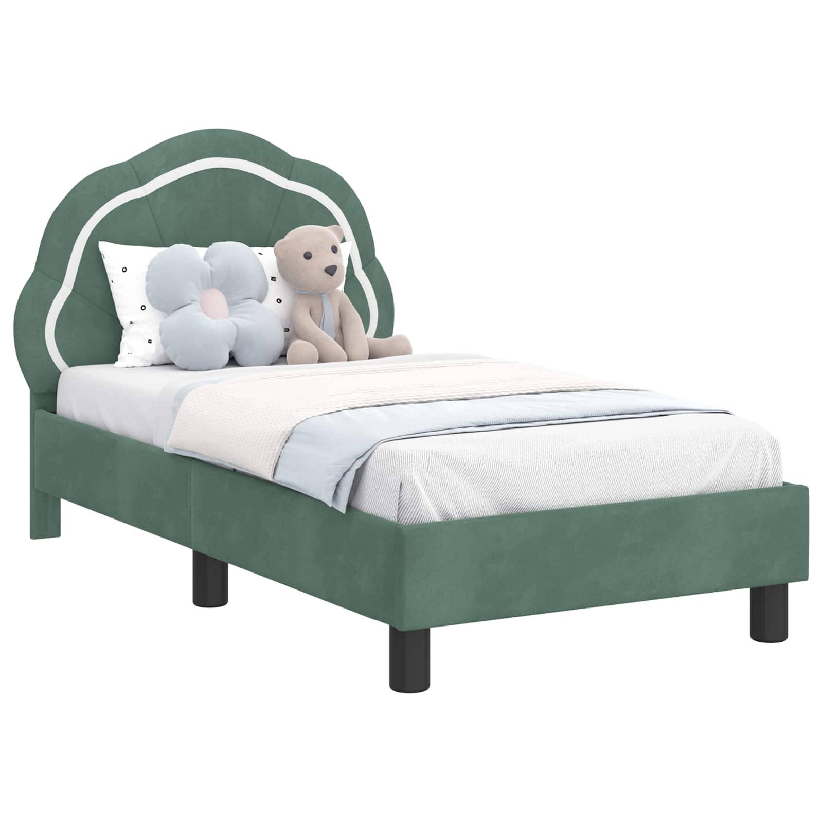 vidaXL Kinderbettgestell mit Kopfteil Meergrün 70 x 140 cm Samt