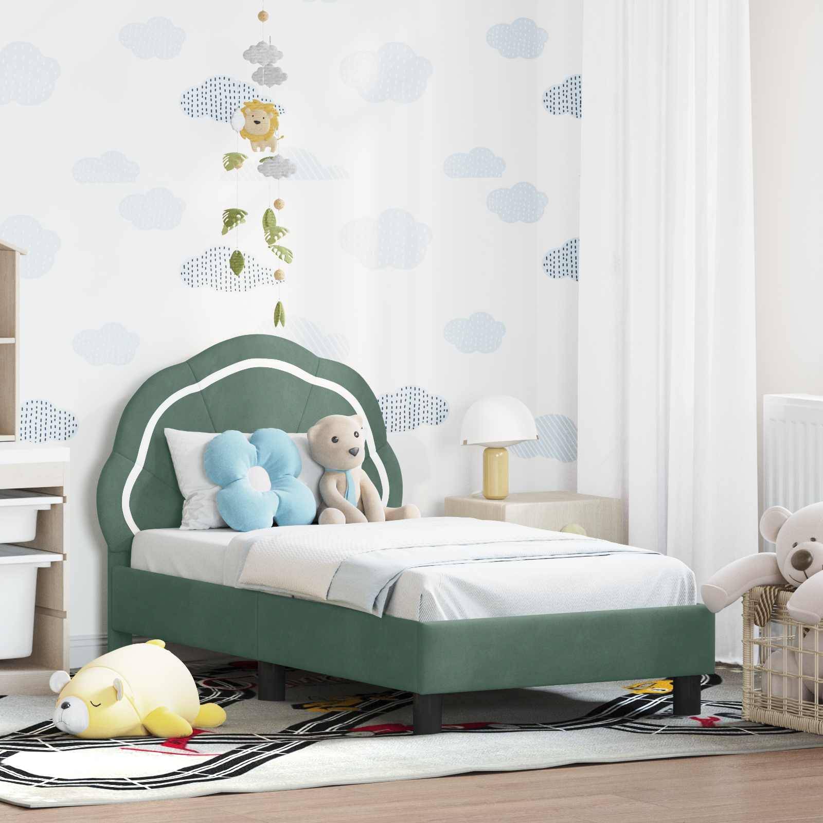 vidaXL Kinderbettgestell mit Kopfteil Meergrün 70 x 140 cm Samt