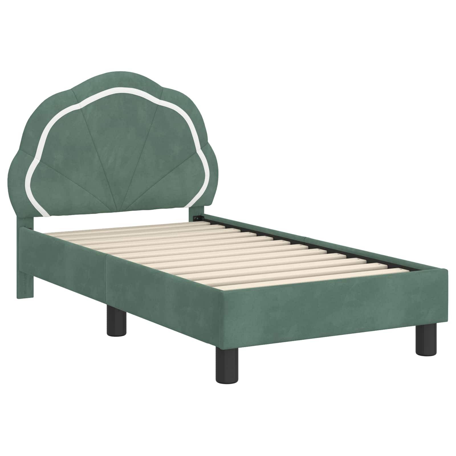 vidaXL Kinderbettgestell mit Kopfteil Meergrün 70 x 140 cm Samt