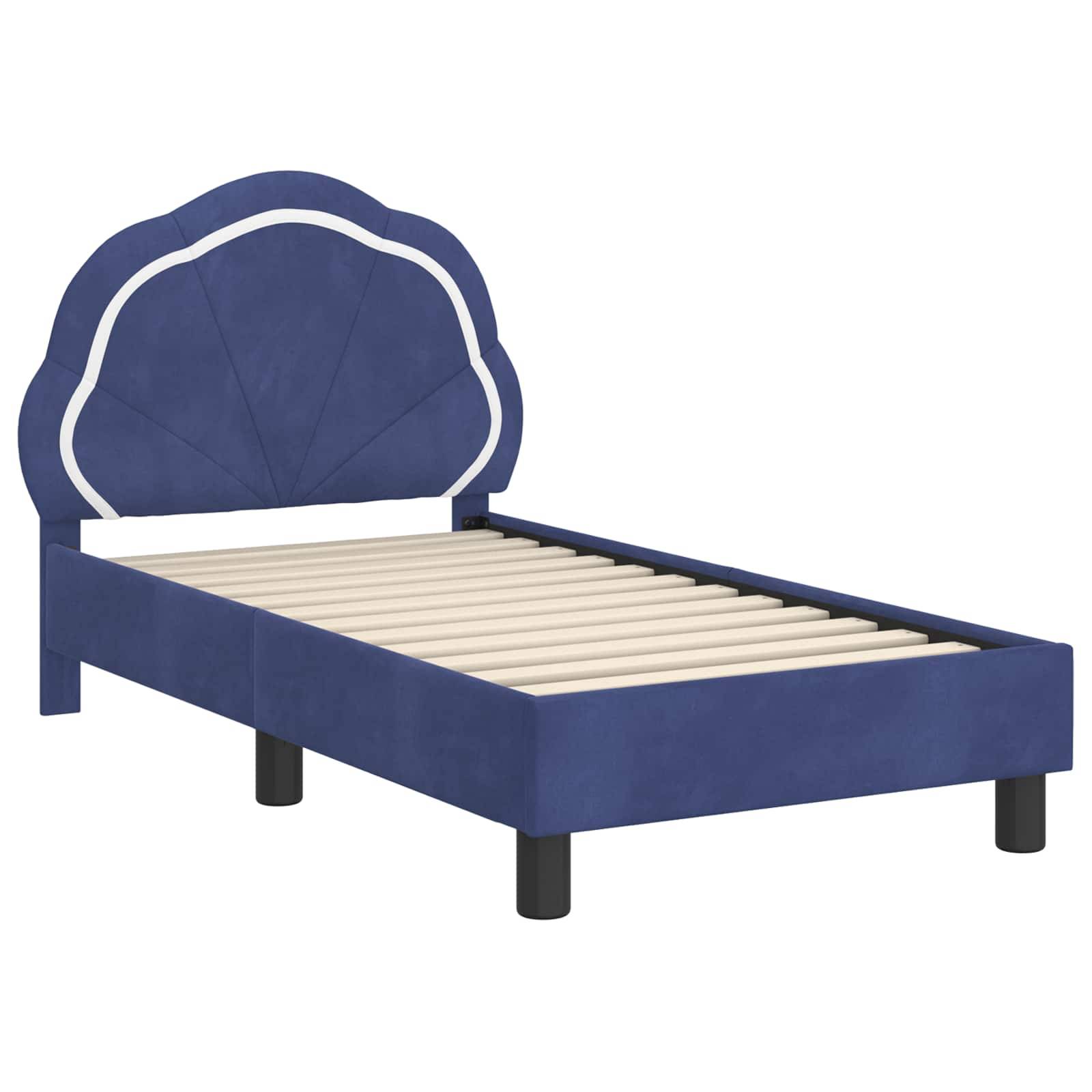vidaXL Kinderbettgestell mit Kopfteil Polizeiblau 70 x 140 cm Samt