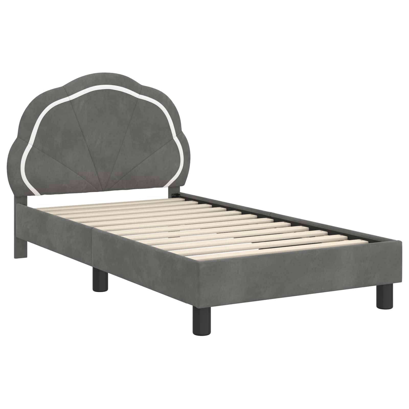 vidaXL Kinderbettgestell mit Kopfteil Dunkelgrau 80 x 160 cm Samt