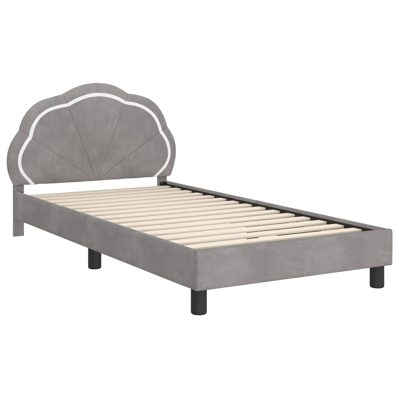 vidaXL Kinderbettgestell mit Kopfteil Hellgrau 80 x 200 cm Samt