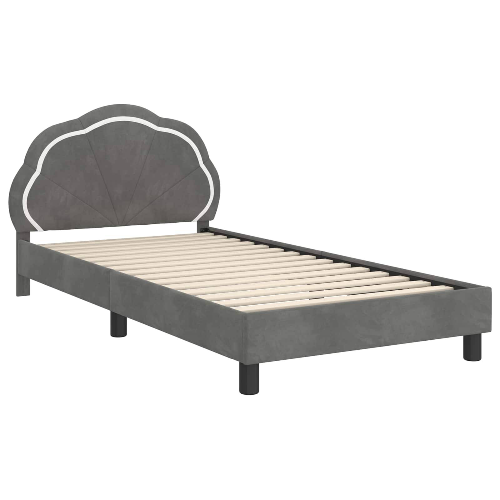 vidaXL Kinderbettgestell mit Kopfteil Dunkelgrau 80 x 200 cm Samt