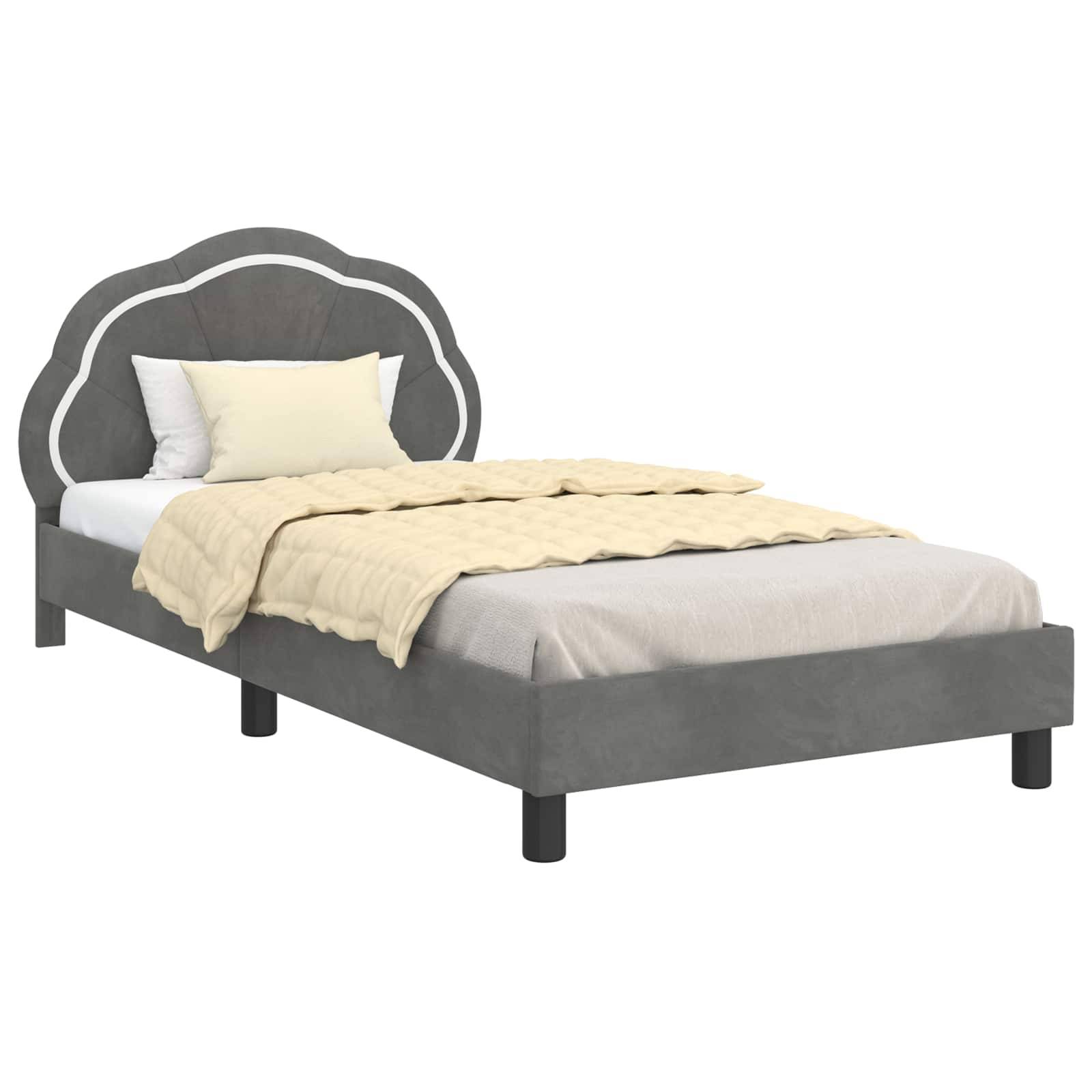 vidaXL Kinderbettgestell mit Kopfteil Dunkelgrau 80 x 200 cm Samt