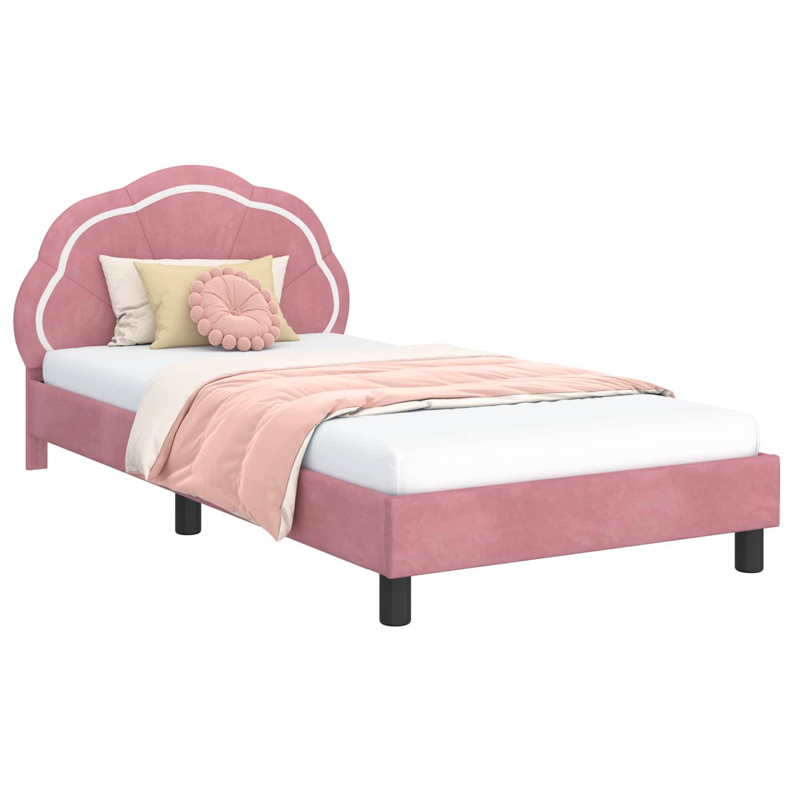 vidaXL Kinderbettgestell mit Kopfteil Rosa 80 x 200 cm Samt
