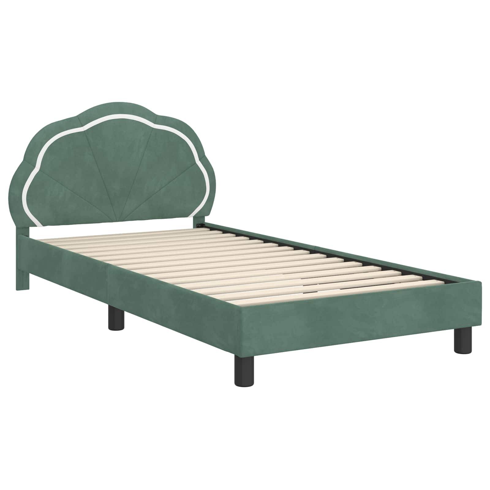 vidaXL Kinderbettgestell mit Kopfteil Meergrün 90 x 190 cm Samt