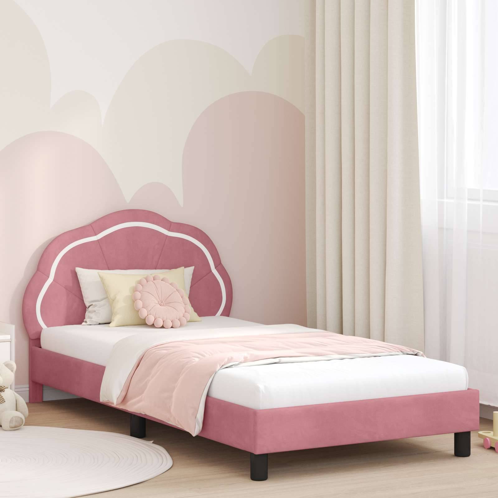 vidaXL Kinderbettgestell mit Kopfteil Rosa 80 x 200 cm Samt