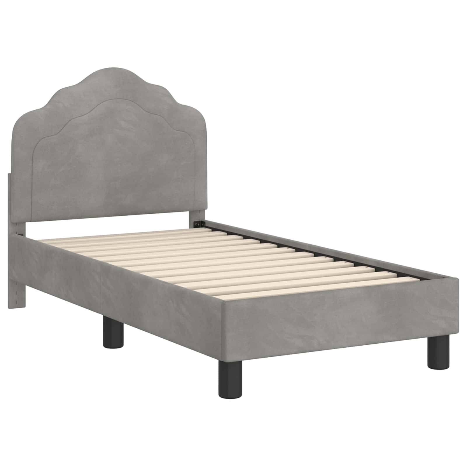 vidaXL Kinderbettgestell mit Kopfteil Hellgrau 70 x 140 cm Samt