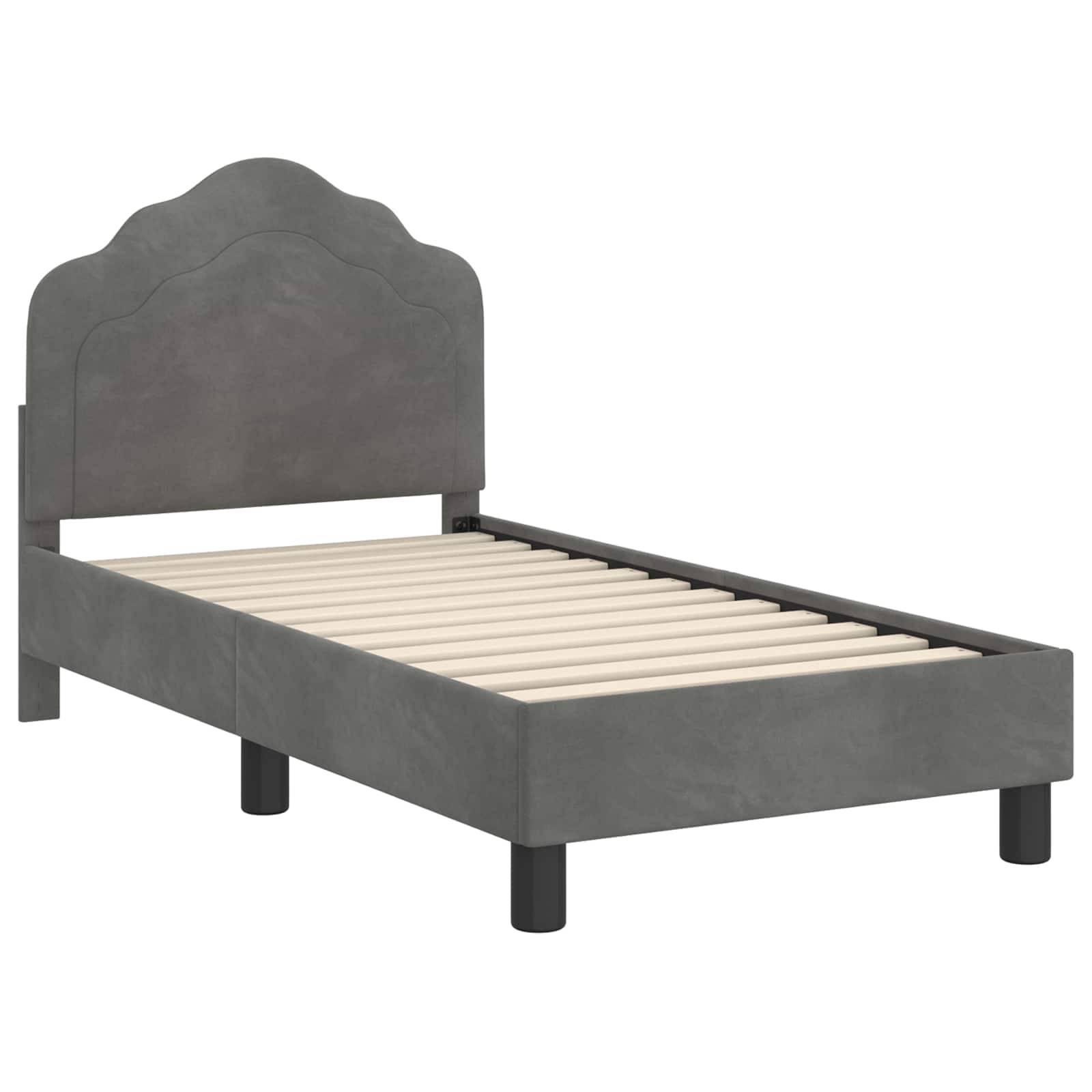 vidaXL Kinderbettgestell mit Kopfteil Dunkelgrau 70 x 140 cm Samt