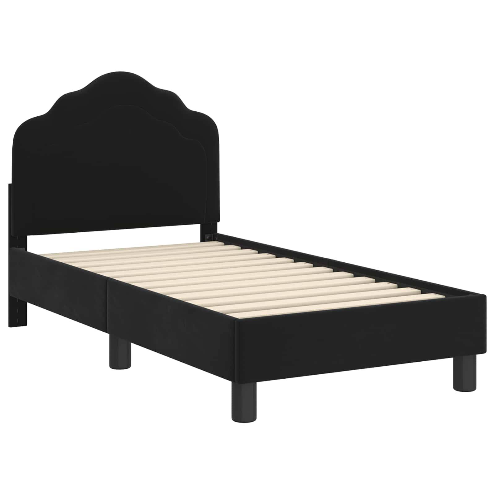 vidaXL Kinderbettgestell mit Kopfteil Schwarz 70 x 140 cm Samt