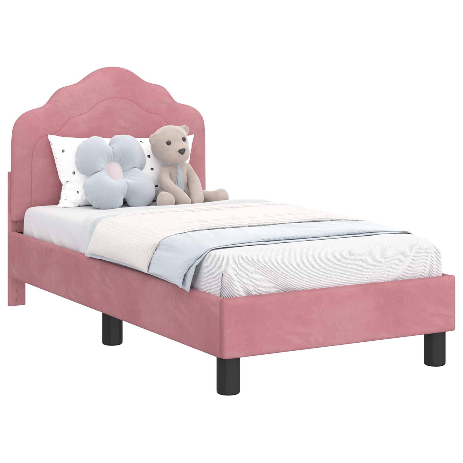 vidaXL Kinderbettgestell mit Kopfteil Rosa 70 x 140 cm Samt