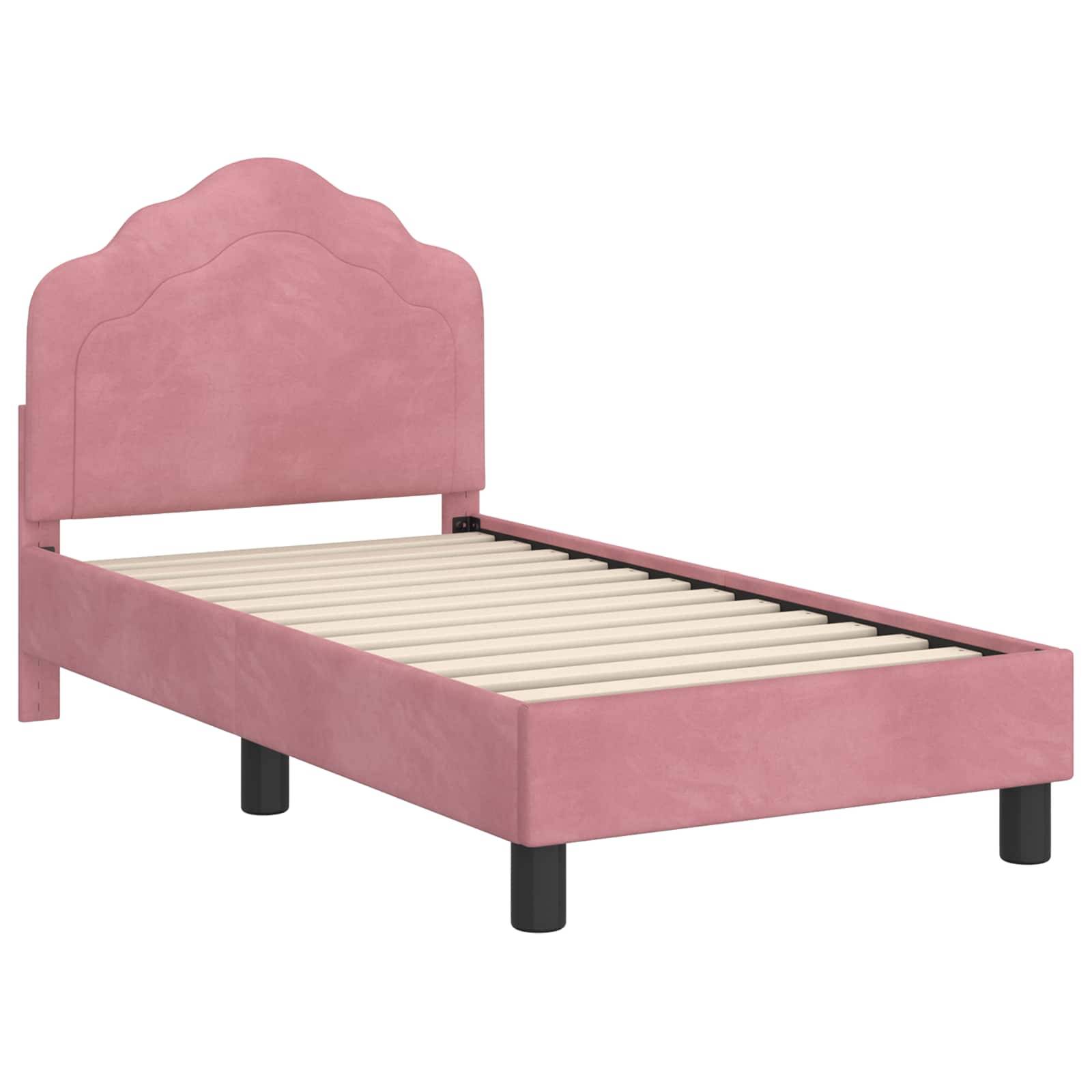 vidaXL Kinderbettgestell mit Kopfteil Rosa 70 x 140 cm Samt