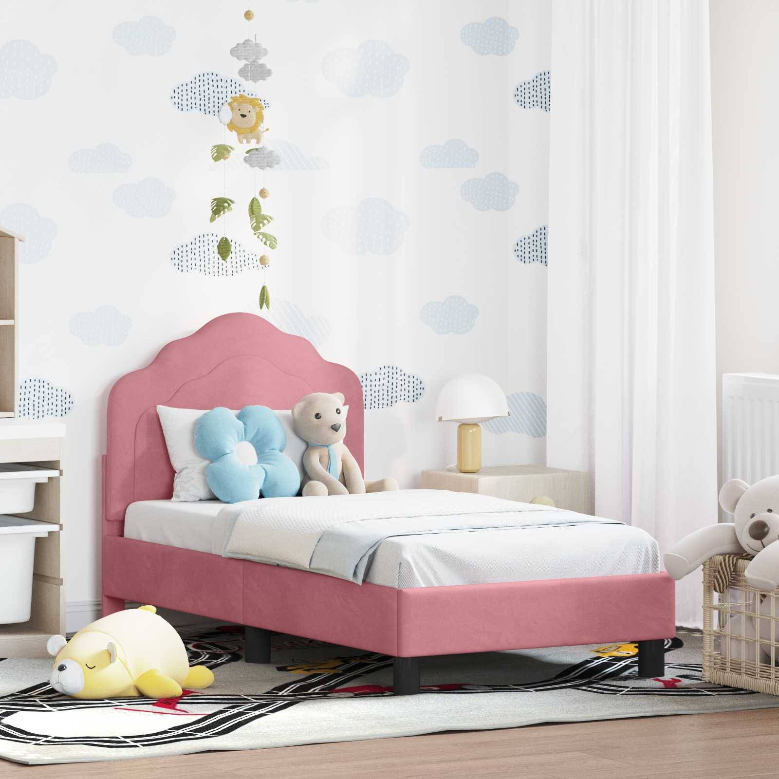 vidaXL Kinderbettgestell mit Kopfteil Rosa 70 x 140 cm Samt