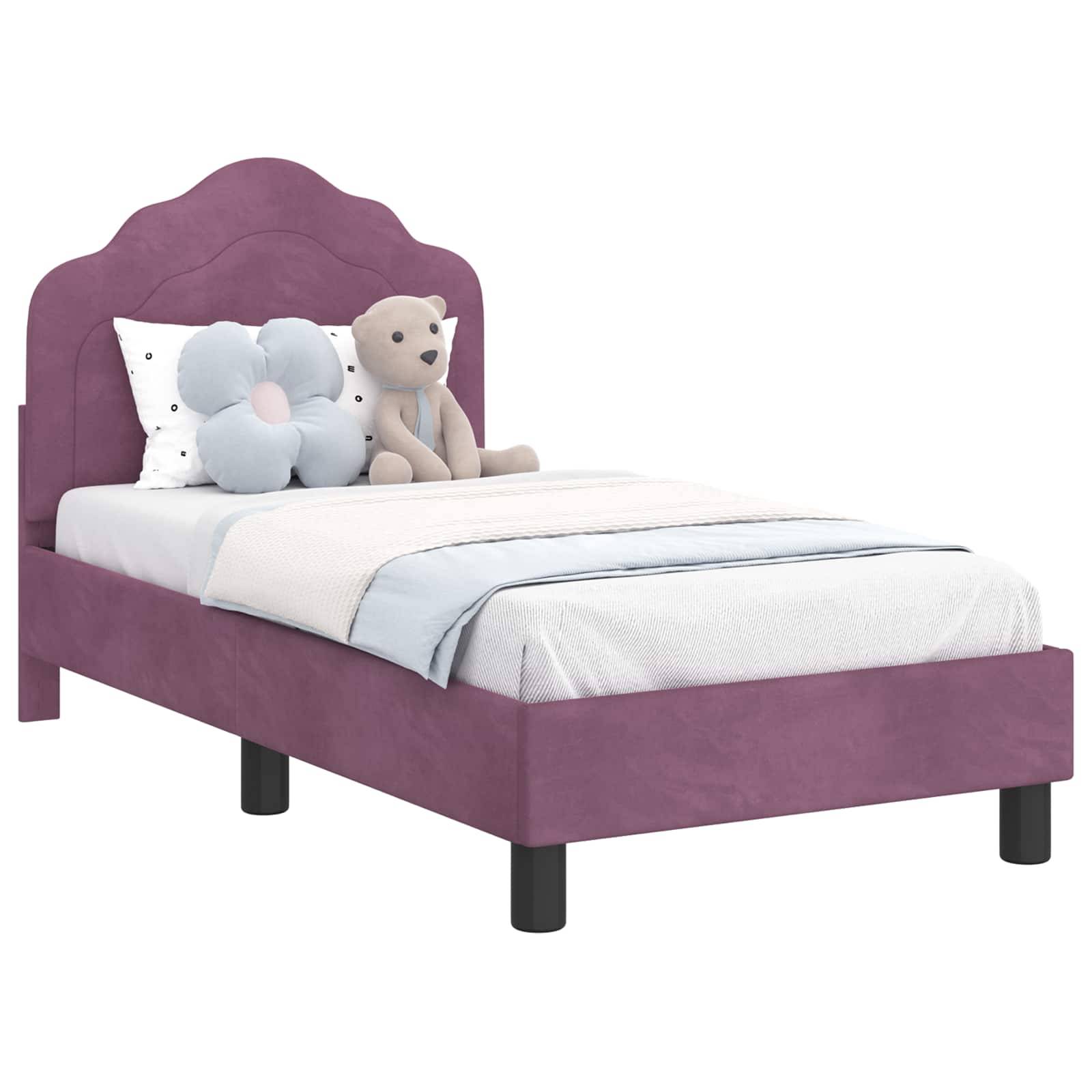 vidaXL Kinderbettgestell mit Kopfteil Lila 70 x 140 cm Samt