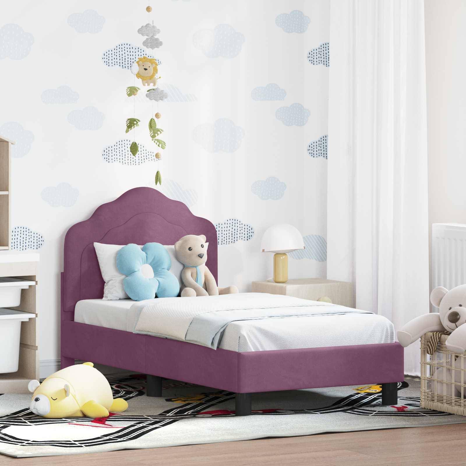 vidaXL Kinderbettgestell mit Kopfteil Lila 70 x 140 cm Samt