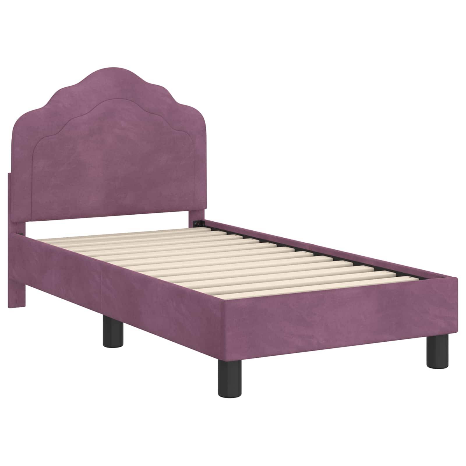 vidaXL Kinderbettgestell mit Kopfteil Lila 70 x 140 cm Samt