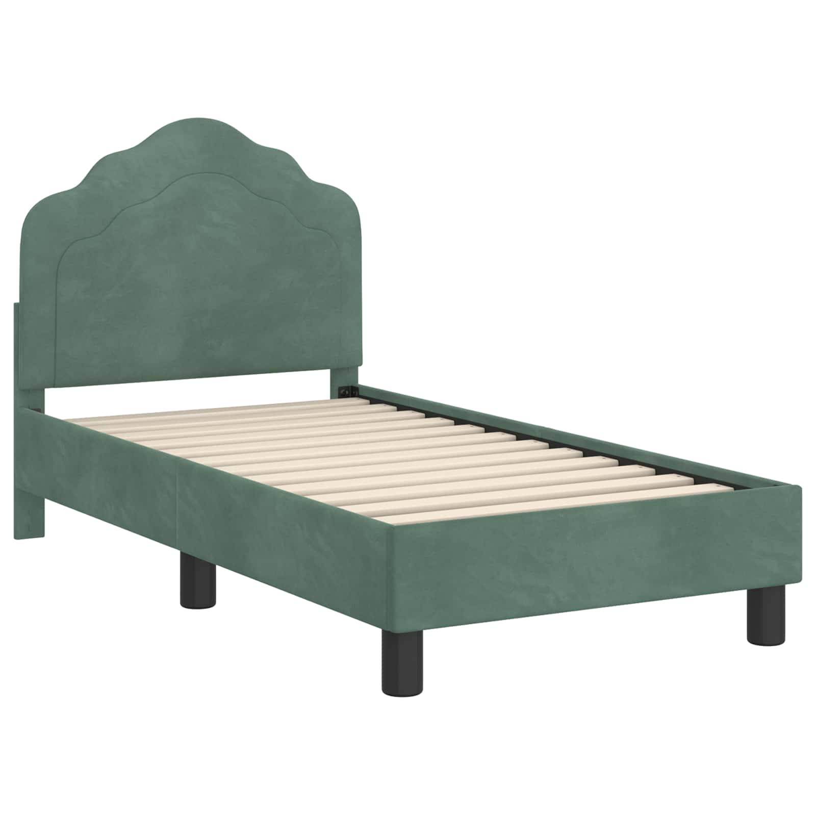 vidaXL Kinderbettgestell mit Kopfteil Meergrün 70 x 140 cm Samt