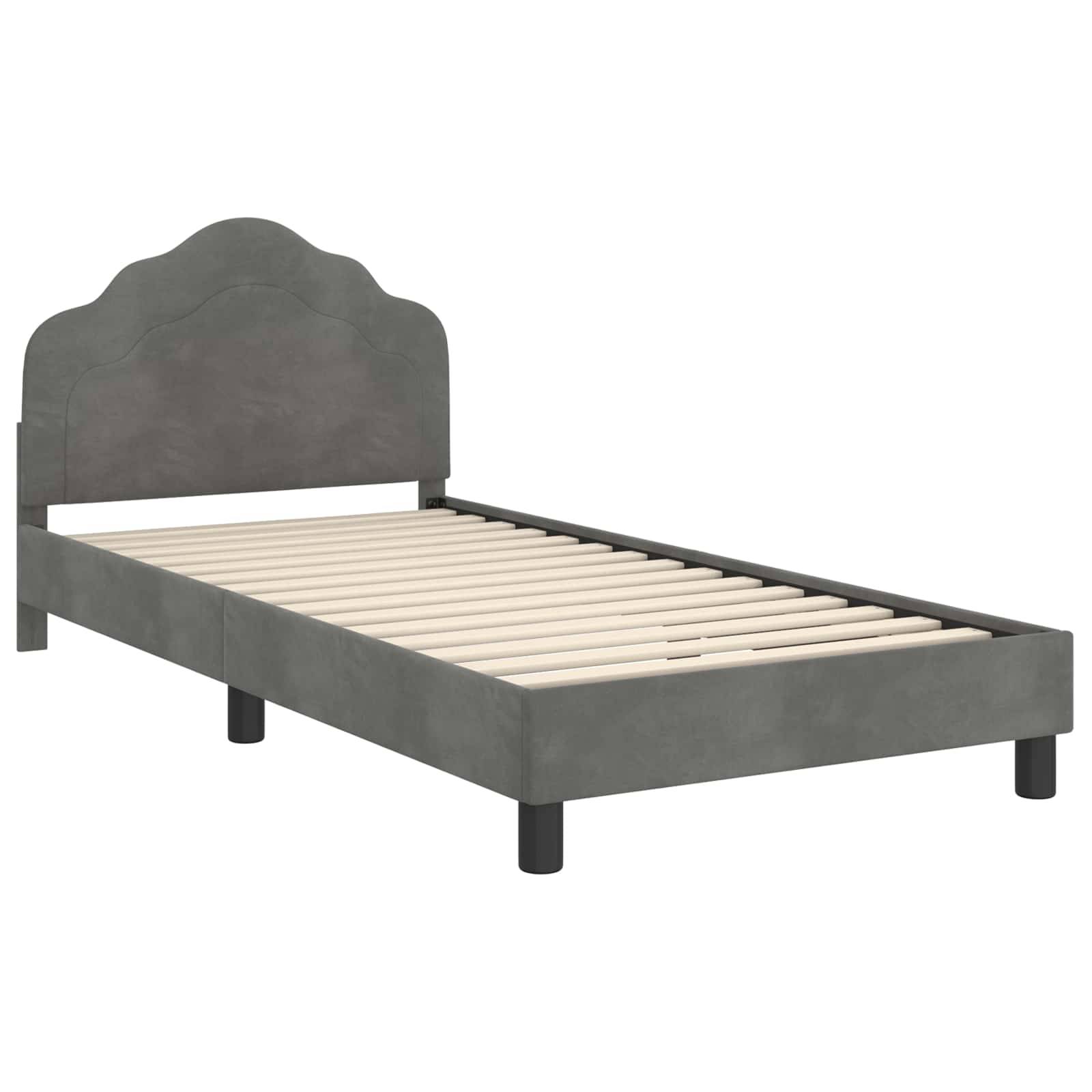 vidaXL Kinderbettgestell mit Kopfteil Dunkelgrau 90 x 200 cm Samt