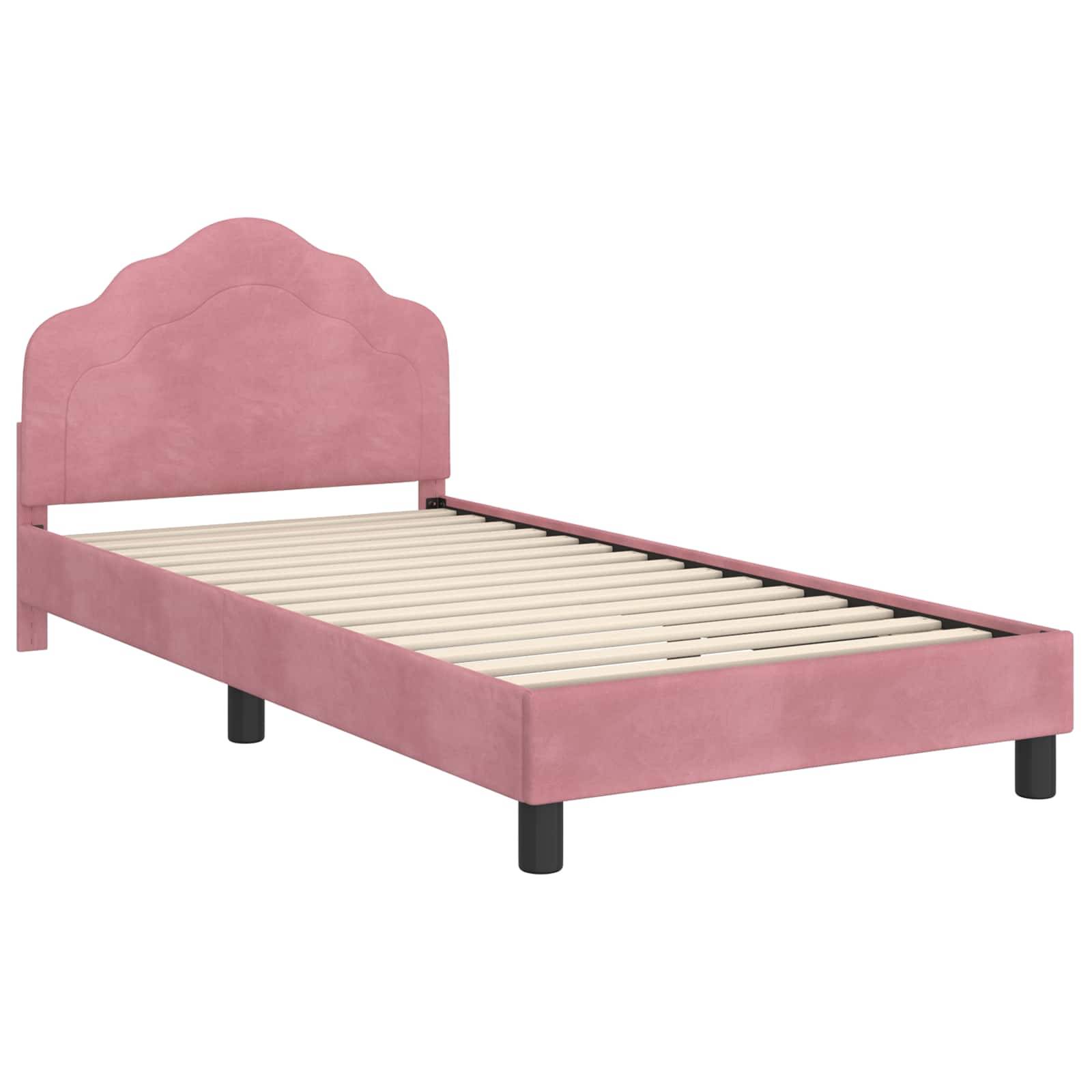 vidaXL Kinderbettgestell mit Kopfteil Rosa 90 x 190 cm Samt