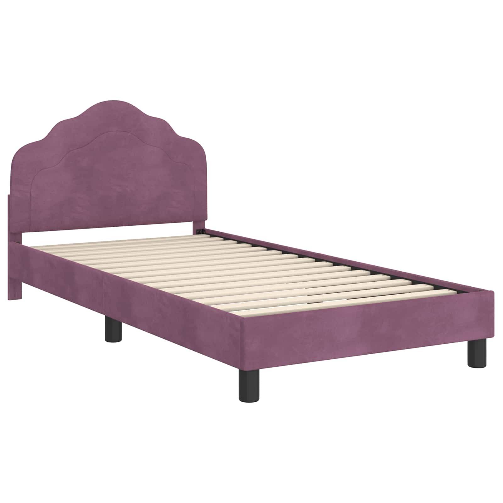 vidaXL Kinderbettgestell mit Kopfteil Lila 90 x 190 cm Samt