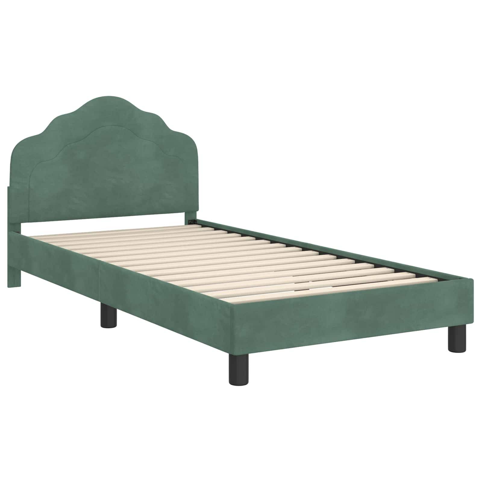 vidaXL Kinderbettgestell mit Kopfteil Meergrün 90 x 190 cm Samt