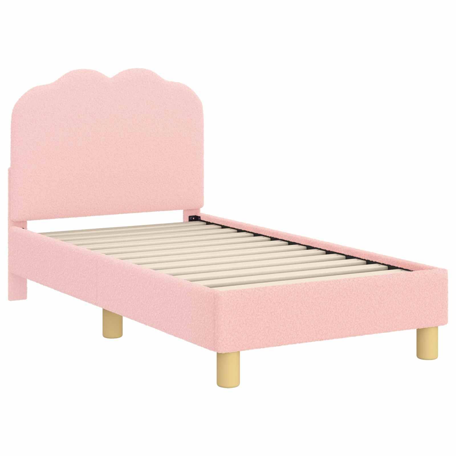 vidaXL Kinderbettgestell mit Kopfteil Rosa 70 x 140 cm Bouclé