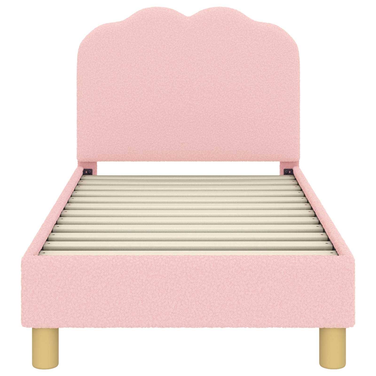 vidaXL Kinderbettgestell mit Kopfteil Rosa 70 x 140 cm Bouclé