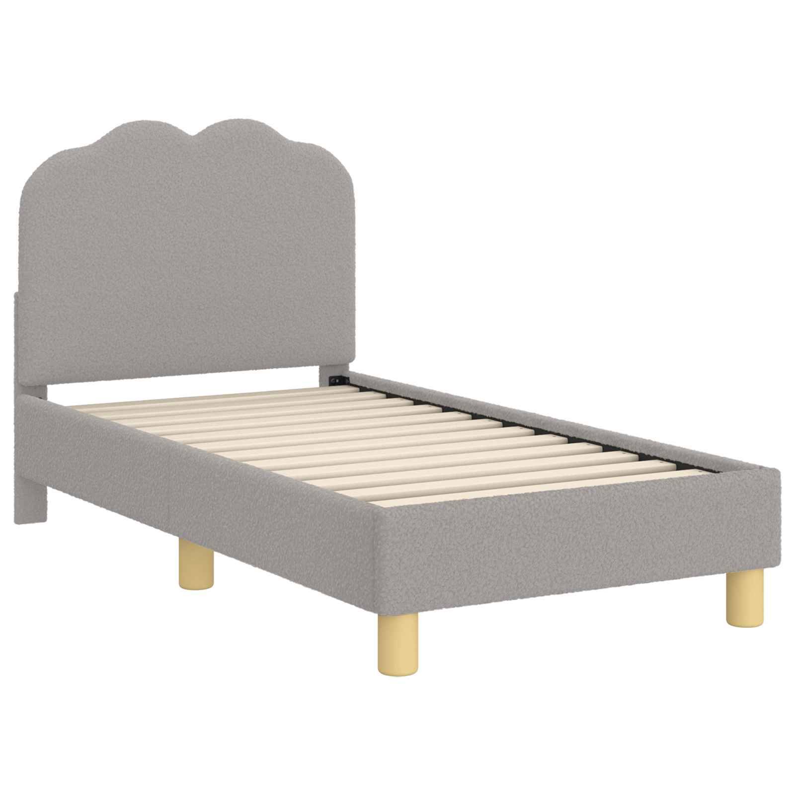 vidaXL Kinderbettgestell mit Kopfteil Hellgrau 70 x 140 cm Bouclé