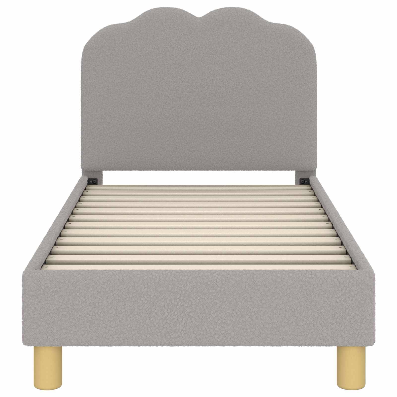 vidaXL Kinderbettgestell mit Kopfteil Hellgrau 70 x 140 cm Bouclé