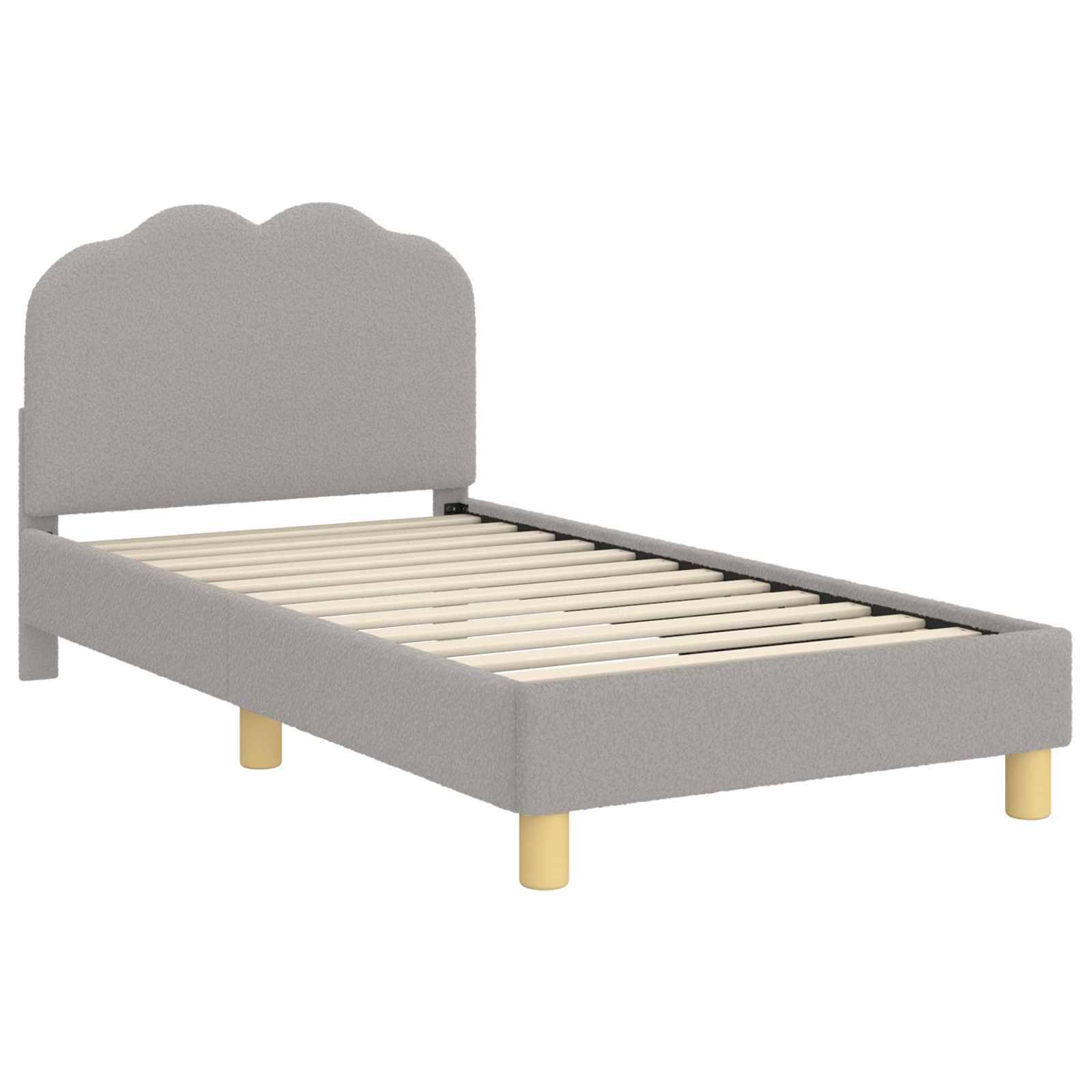 vidaXL Kinderbettgestell mit Kopfteil Hellgrau 80 x 160 cm Schafstoff